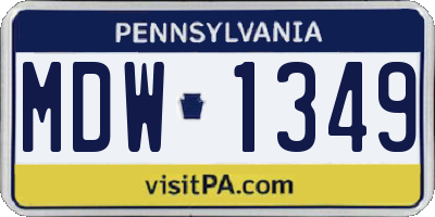 PA license plate MDW1349