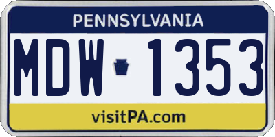 PA license plate MDW1353
