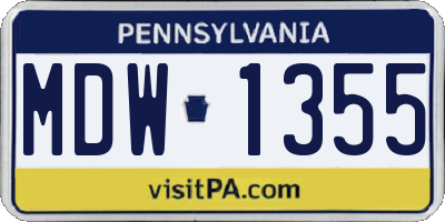 PA license plate MDW1355