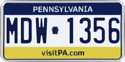 PA license plate MDW1356