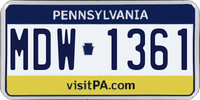 PA license plate MDW1361