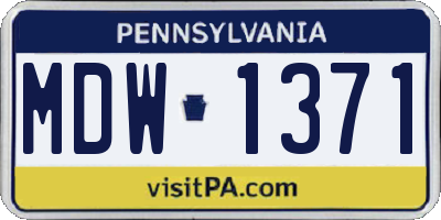 PA license plate MDW1371