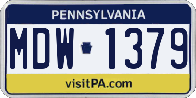 PA license plate MDW1379