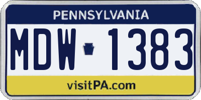 PA license plate MDW1383