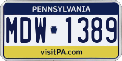 PA license plate MDW1389