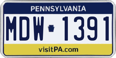 PA license plate MDW1391