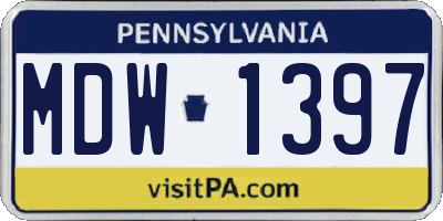 PA license plate MDW1397