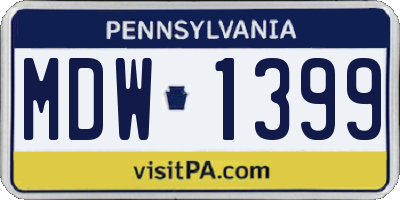 PA license plate MDW1399