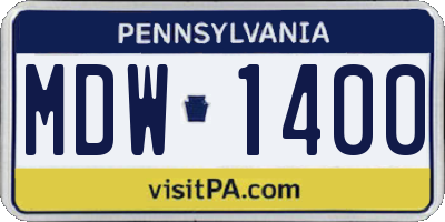 PA license plate MDW1400
