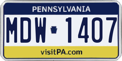 PA license plate MDW1407