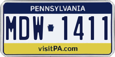 PA license plate MDW1411