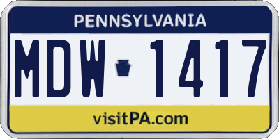 PA license plate MDW1417