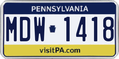 PA license plate MDW1418