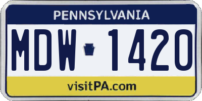 PA license plate MDW1420