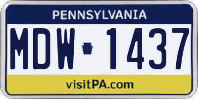 PA license plate MDW1437