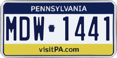 PA license plate MDW1441