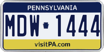 PA license plate MDW1444