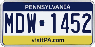 PA license plate MDW1452