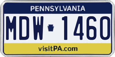 PA license plate MDW1460