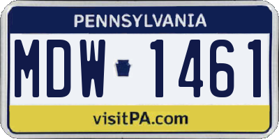 PA license plate MDW1461