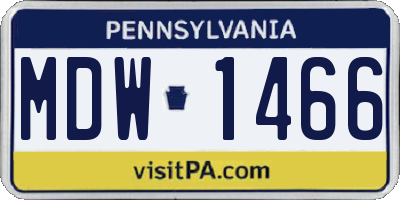PA license plate MDW1466