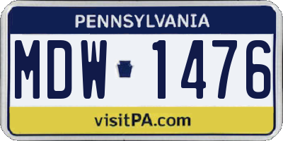 PA license plate MDW1476
