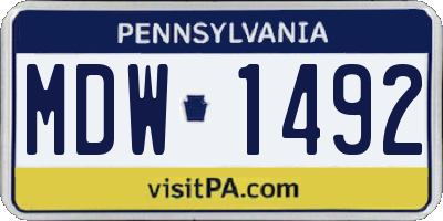 PA license plate MDW1492