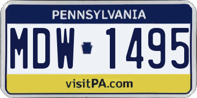 PA license plate MDW1495
