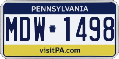 PA license plate MDW1498