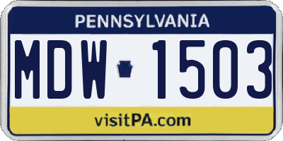 PA license plate MDW1503