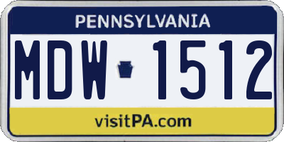PA license plate MDW1512