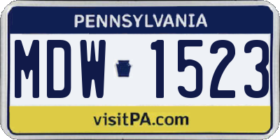 PA license plate MDW1523