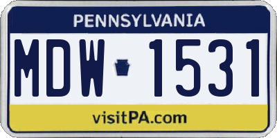 PA license plate MDW1531
