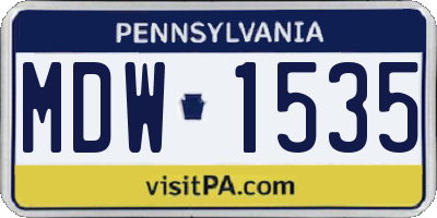 PA license plate MDW1535