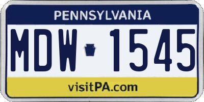 PA license plate MDW1545