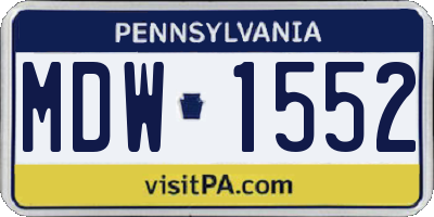 PA license plate MDW1552