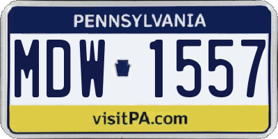 PA license plate MDW1557