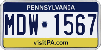 PA license plate MDW1567