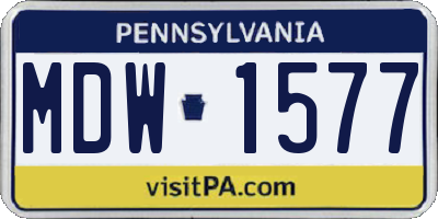 PA license plate MDW1577