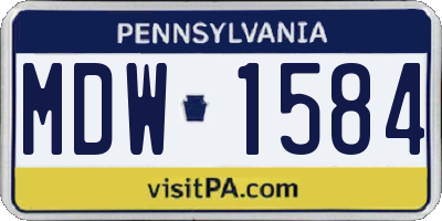 PA license plate MDW1584