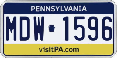 PA license plate MDW1596