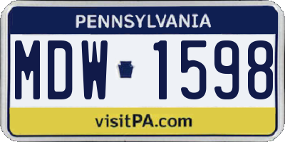 PA license plate MDW1598