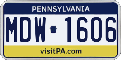 PA license plate MDW1606