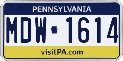 PA license plate MDW1614