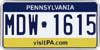 PA license plate MDW1615