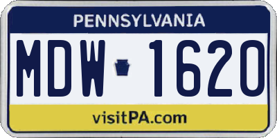 PA license plate MDW1620