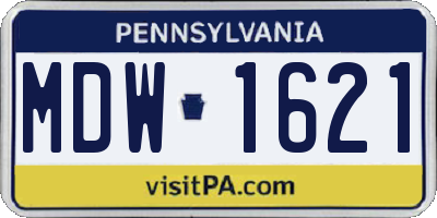PA license plate MDW1621