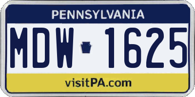 PA license plate MDW1625