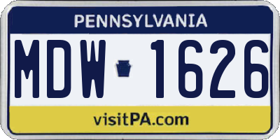 PA license plate MDW1626