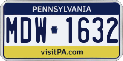 PA license plate MDW1632